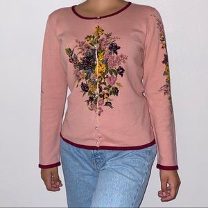 light pink floral vintage cardigan